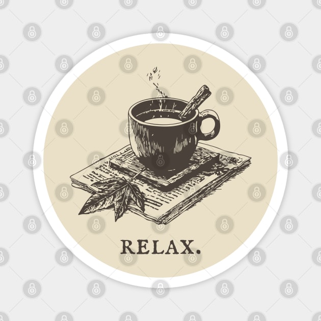 A Simple Reminder to Relax with a Hot Cup of Herbal Tea Magnet by TuncGK